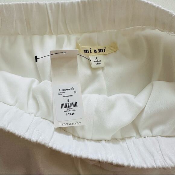 Miami Blue White Floral Embroidered Pockets Tie Pom Pom Hem Shorts Small NEW - Picture 9 of 12